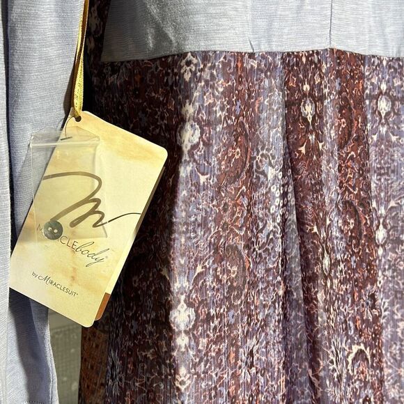 Miracle Body Women's Long Sleeve Abstract Color Block Gray/Rust Mini Dress M NWT - Picture 4 of 11